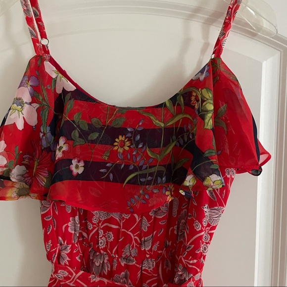 Anthropologie One September Zuri Midi Red Floral Dress XS - Picture 4 of 12
